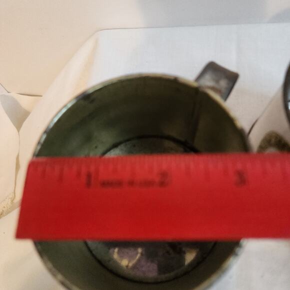 Vtg Bonanza Ponderosa Ranch Souvenir Tin Mugs Set of 2 Nevada Western TV Show - Picture 7 of 9